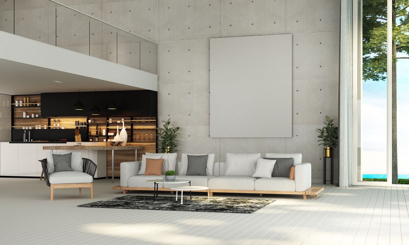 A Mediterranean living room facing the sea, the Suite apartment