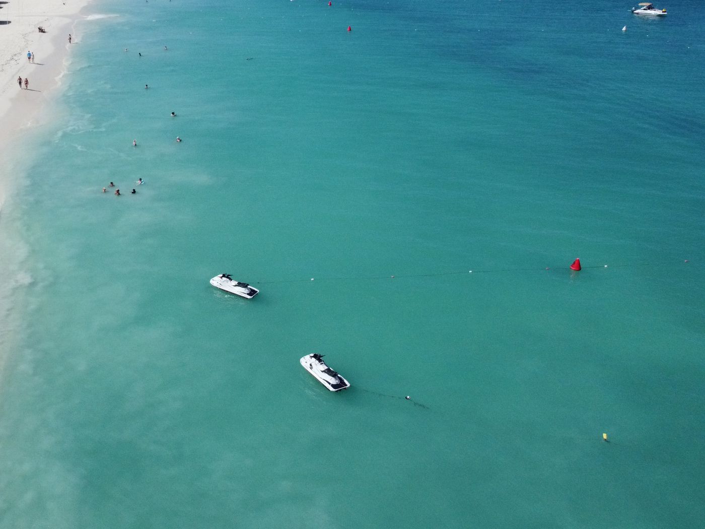 The shallows off Eagle Beach seen from the air, Aruba